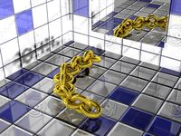 Golden chain in bathroom