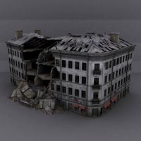Low Poly Destroyed Building 3D Model