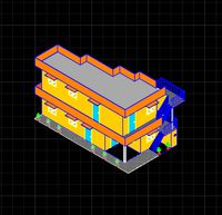 Commercial house 3D view in 2D