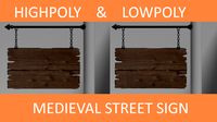 Medieval Street Sign (Low- & Highpoly)