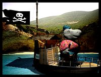 hippo pirate and boat
