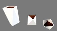 Modern white flowerpot with a triangular shape