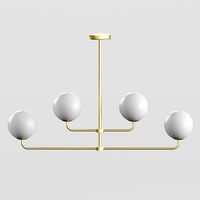 Modern brass and opal glass chandelier, Laredoute MORICIO