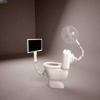 Hybrid Toilet with Fan and Screen
