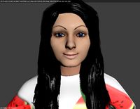 Jill - Rigged - Brunette wearing watermelon shirt, T-Shirt, Shorts and Shoes