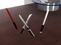 Four Machete Models (Aluminum, Silver, Red)