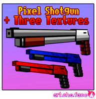 Low Poly Pixel Shotgun and Three Textures