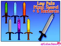 Low Poly Pixel Sword with 6 textures