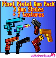 Low Poly 3 Gun Pixel Pistols Pack