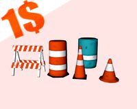 CARTOON LOW POLYPACK OF 3 CONES STYLES + BARRIER CONSTRUCT AND GALON WALTER