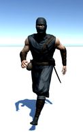 Ninja With Katana Face Morphs Low-Poly