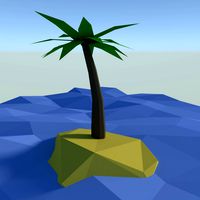 Low poly palm tree on lonely island