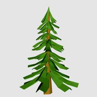 Low poy pine tree V1 3d model for cartoon or game
