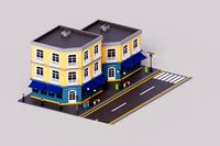 Low Poly Corner Building Deli Shop