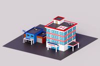 Low Poly Police and Hospital Building