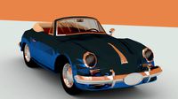 Porsche 356 Cabriolet 1964 Low poly classic car