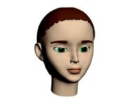 Cartoon Style Female Head Model, Unrigged