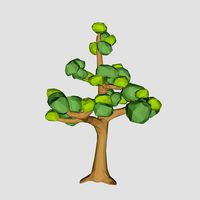 3d Low poly ash tree spring