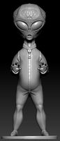 Simple Gray Alien with stand