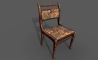 Old chair with holes from the shots