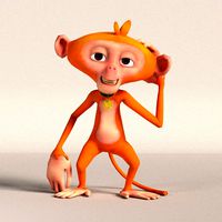 Rigged Hi-Poly Stylized Cartoon Monkey