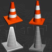 Traffic Cone High Low Poly
