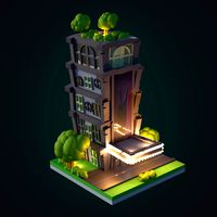 Isometric Cinema Stylized Building