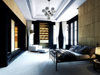 Chrome Framed Bed in Bedroom Interior Setting