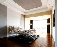 Chrome Framed Bed in Bedroom Interior Setting