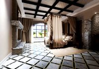 Wooden Poster Bed in Bedroom Interior Setting