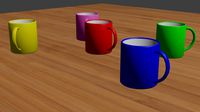 Mug, real size, various colors, low-poly