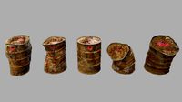 Barrel 5 variants rusty and peeling paint 3D Model