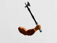 3D AXE WEAPON WITH HUMAN HAND