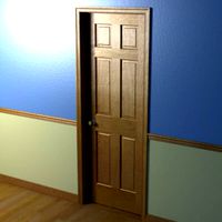 Door with nob and trim