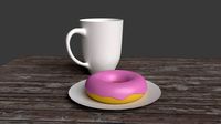 Donut, plate and mug scene