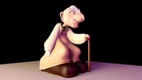 Cartoon old man 3D character
