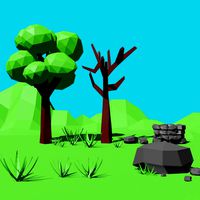Low Poly Tree, Grass and Stone