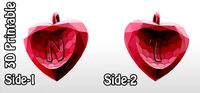 N-T 3D-Printable Valentine Crystal-Heart-TwoLetters Pendant