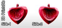 3D-Printable Valentine Crystal-Heart-TwoLetters Pendant D-D