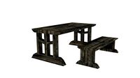 Medieval Bench and Trestle Table 3D Model