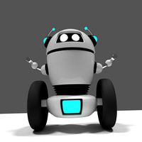 small cute robot in white