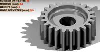 Spur Gear - Teeth: 22 - Module: 0.5 mm