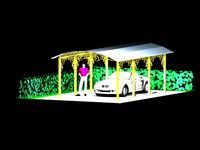 carport with elements of artistic forging and coating of polycarbonate