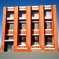 abandoned warehouse/factory facade