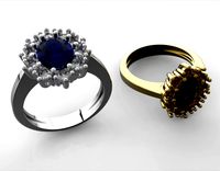 Ring with oval stone and diamonds