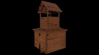 Wooden temple in low poly