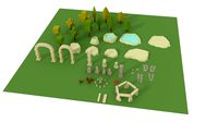 low poly fantasy land nature asset