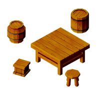 Wood objects Hand paint style