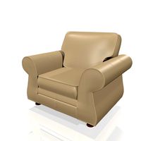Low poly realistic leather armchair