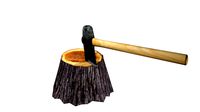 Low poly axe and tree stump